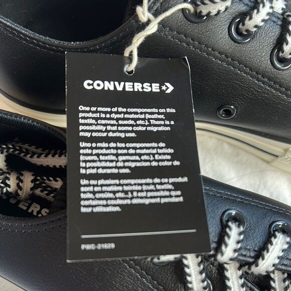 Converse Black Sneakers with White Rubber Toe Cap and Laces - Picture 2 of 8